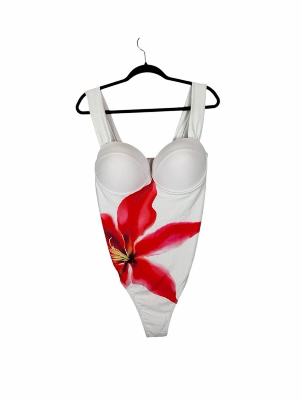 Micas Floral One Piece Swimsuit White Red Flower Women’s 2XL